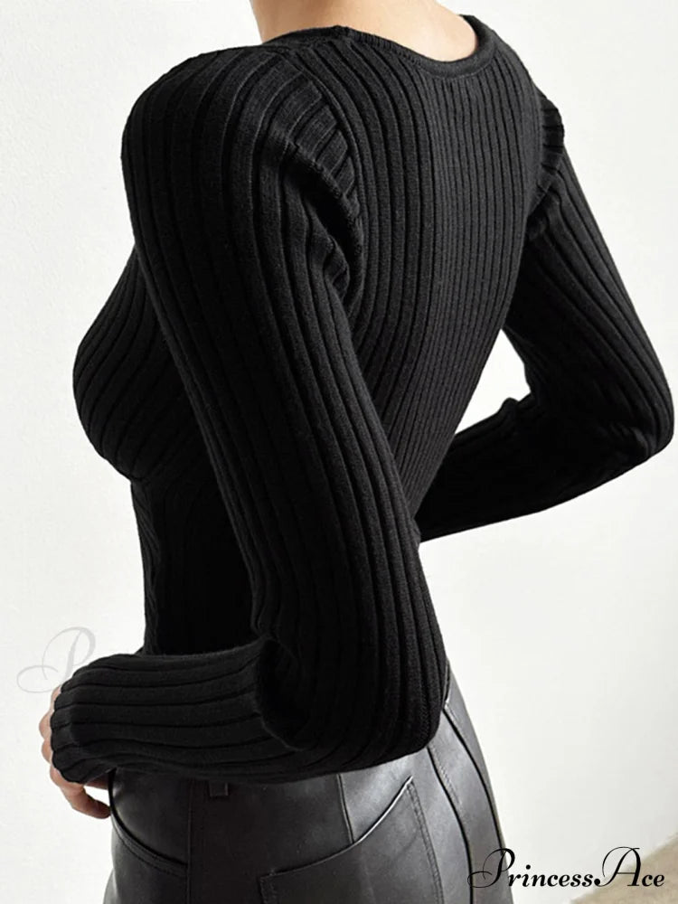 Cutout Criss Cross Trendy Ribbed Knit Crop Top Sweaters-L