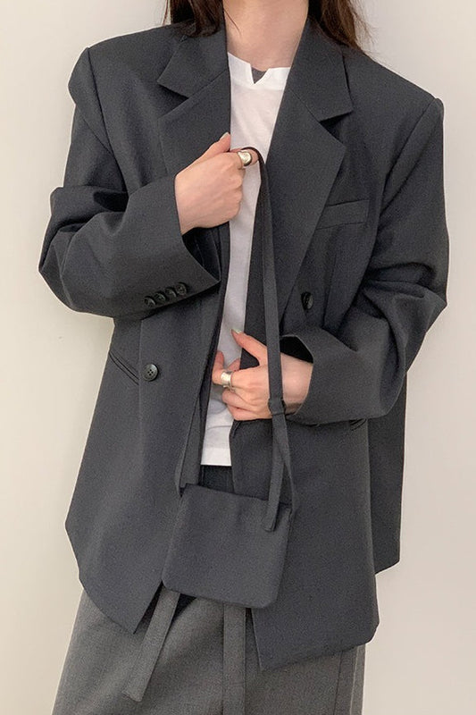 Commuter Style Belted Blazer Grey / One Size