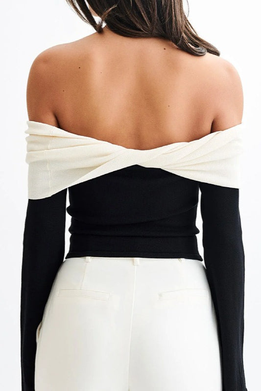 Elegant Off Shoulder Knit Sweater