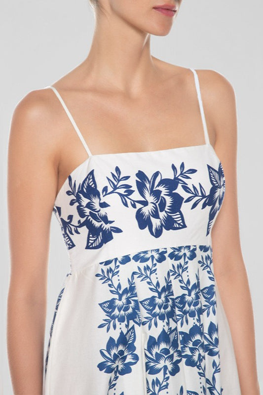 Robe longue taille haute à imprimé floral chic