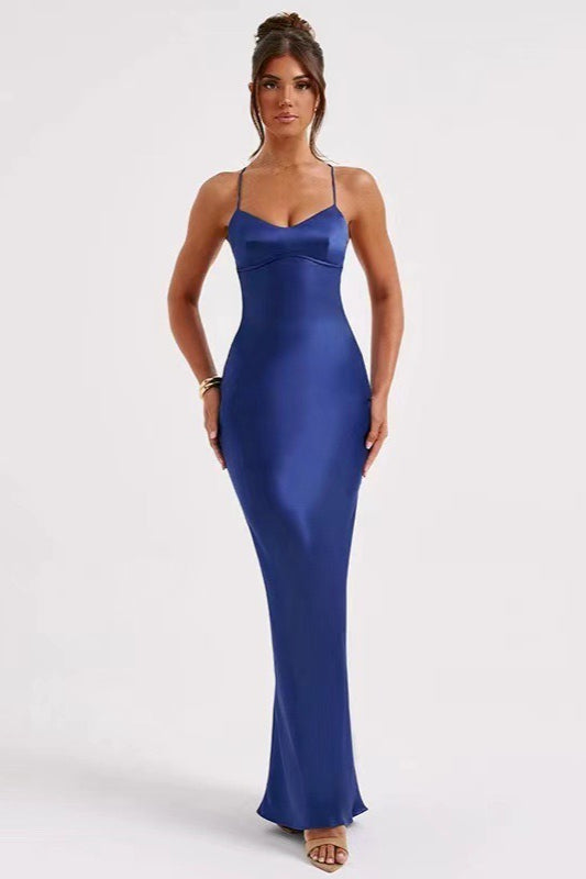 Back Tie Spaghetti Strap Formal Dress