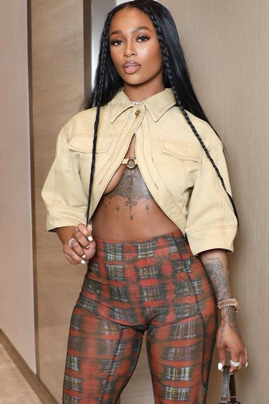 Veste décontractée à manches courtes et col