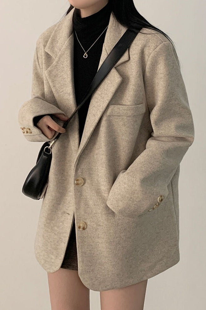 Wool Blend Oversized Longline Blazer