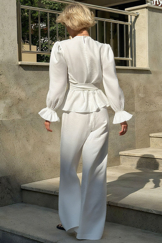 Ensemble deux pièces vintage haut à manches cloche et pantalon large