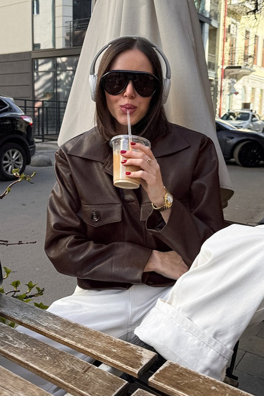 Veste de moto en cuir coupe slim