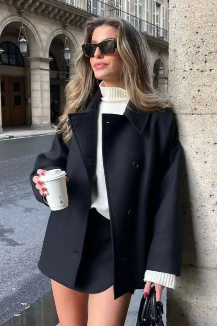 Relaxed Fit Short Wool Blend Jacket XS / Black