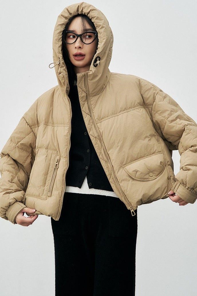 Cropped Relaxed Fit Puffer Jacket
