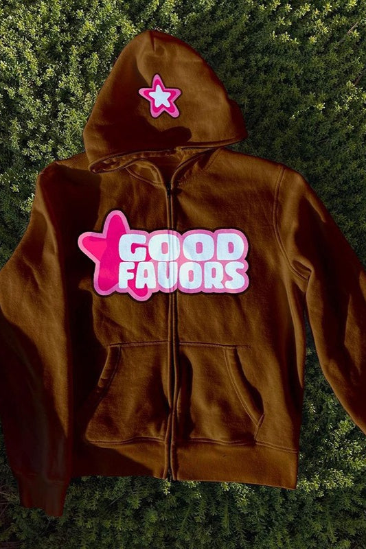 Star Letter Zip Hoodie