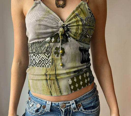 Haut court bohème ajouré