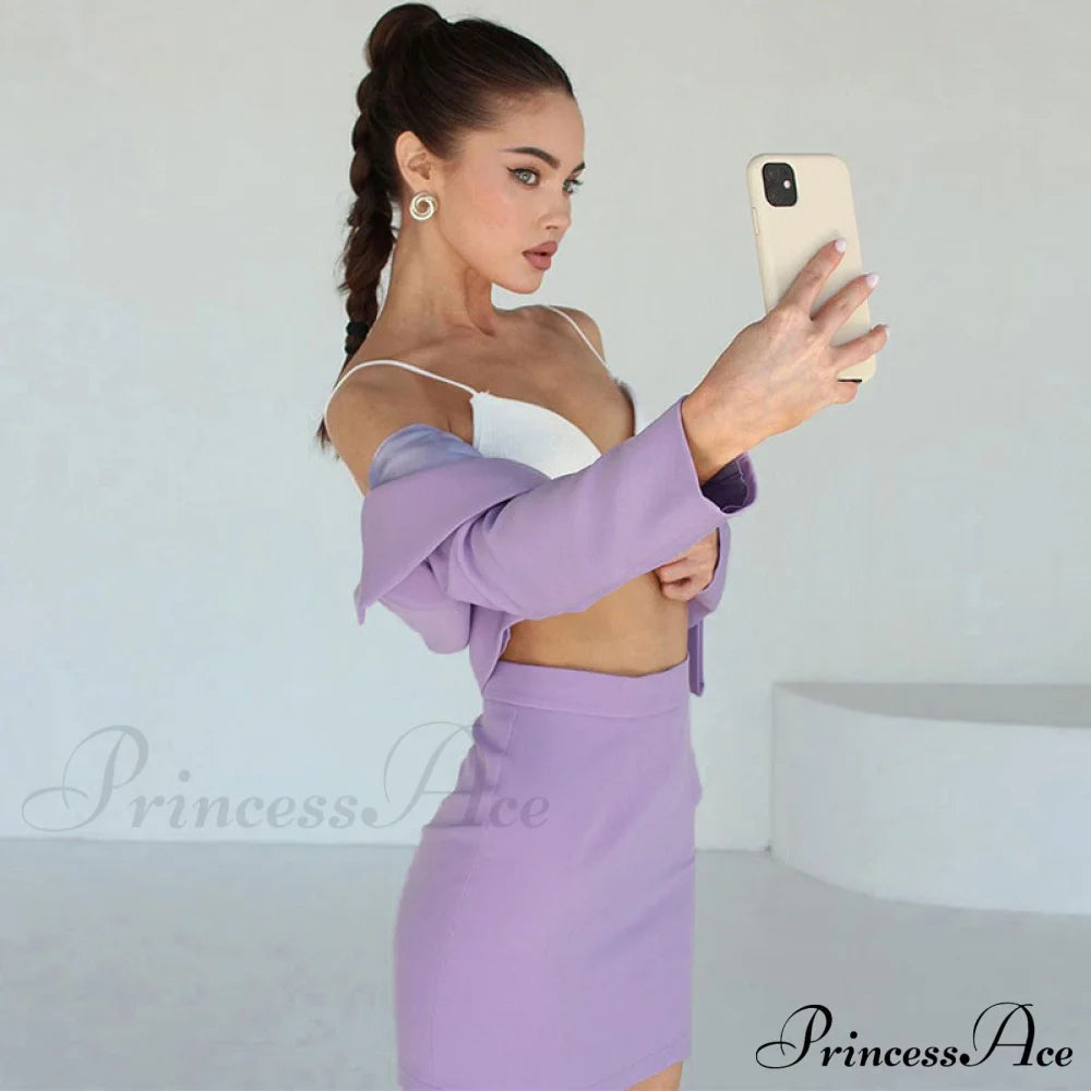 Dainty Lace Panel Deep V Twist Sophisticated Trim Dolman Sleeve Crop Top - Beige M / Purple
