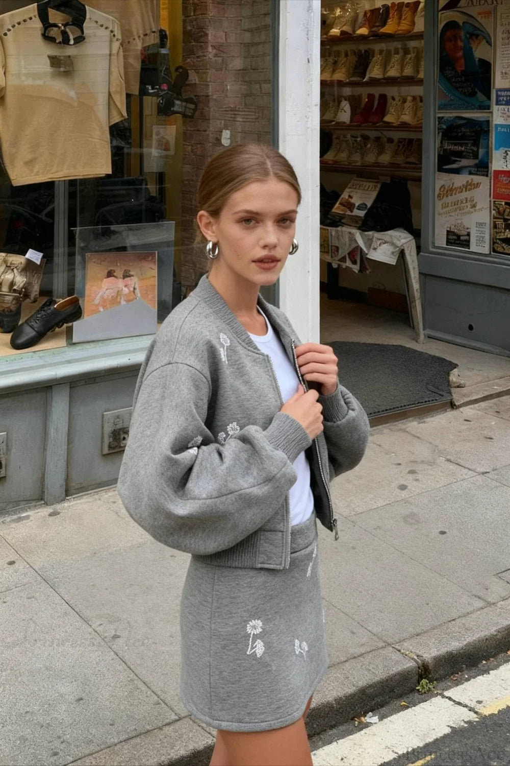 Dandelion Print Sweatshirt Loose Two Piece Set