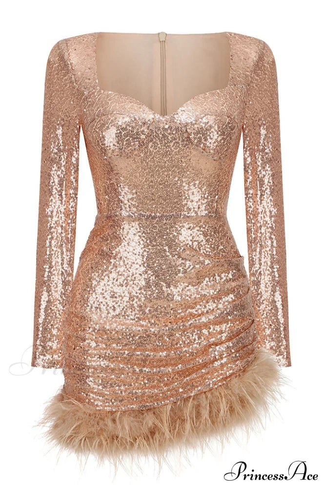 Daria Sequin Feather Mini Dress | Dress In Beauty