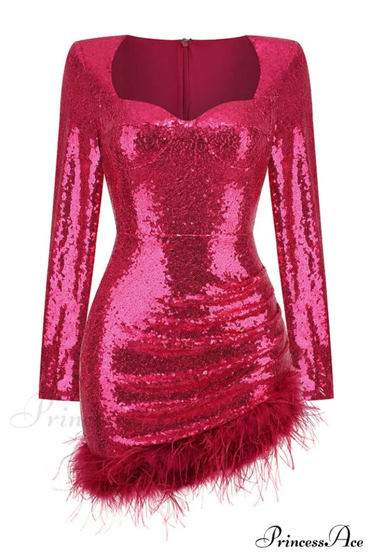 Daria Sequin Feather Mini Dress | Dress In Beauty