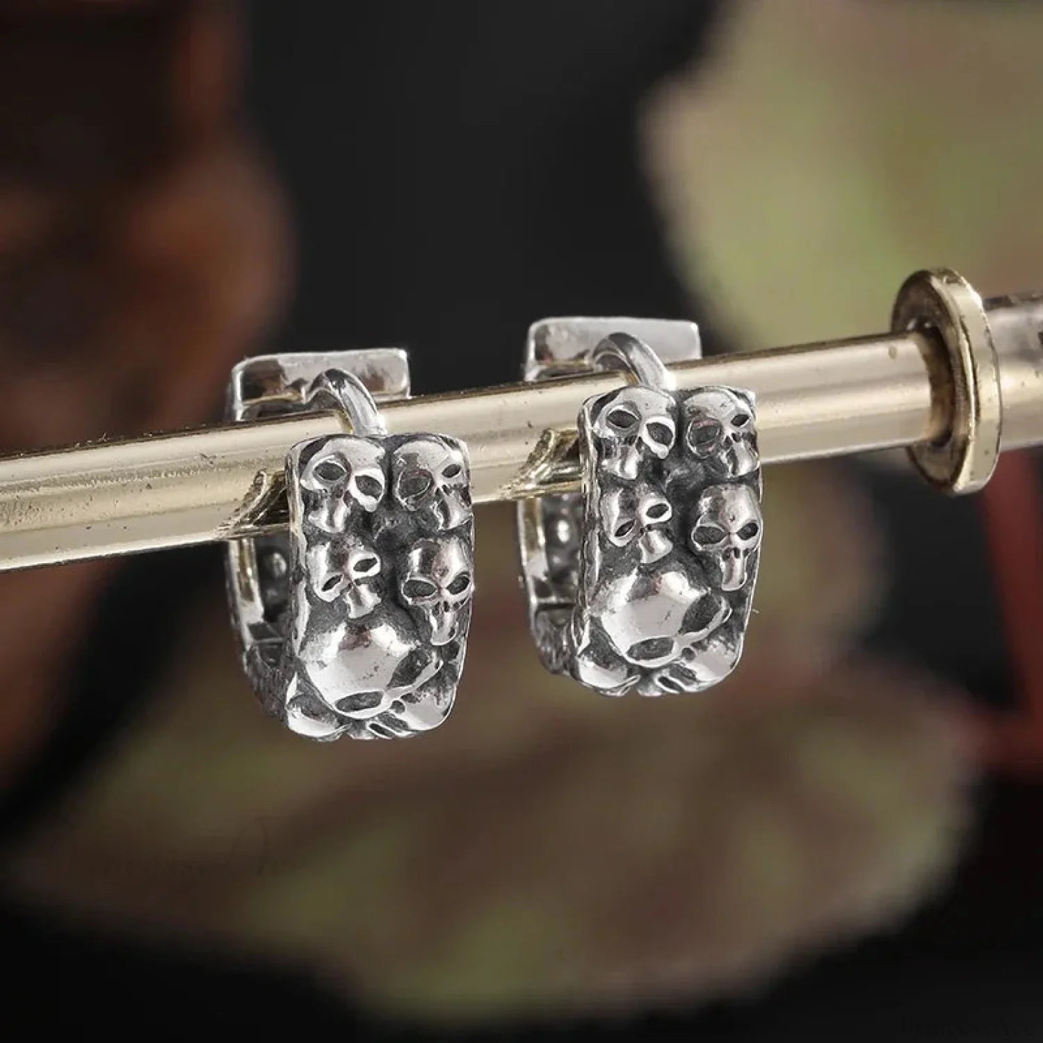 Dark Black Skull Awl Rock Declaration Earring color28