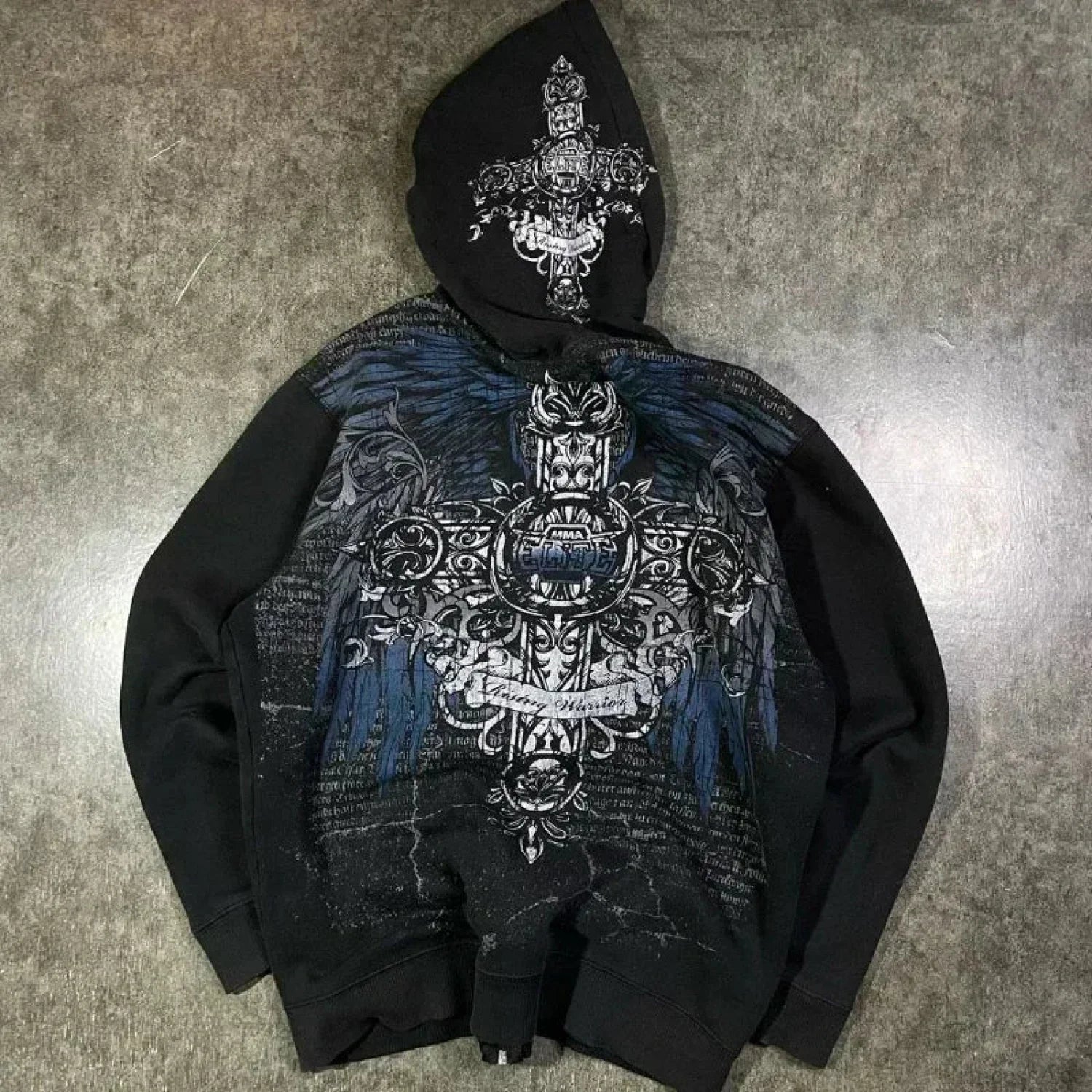 Dark Eyes Print Athletic Hoodie black6 / S