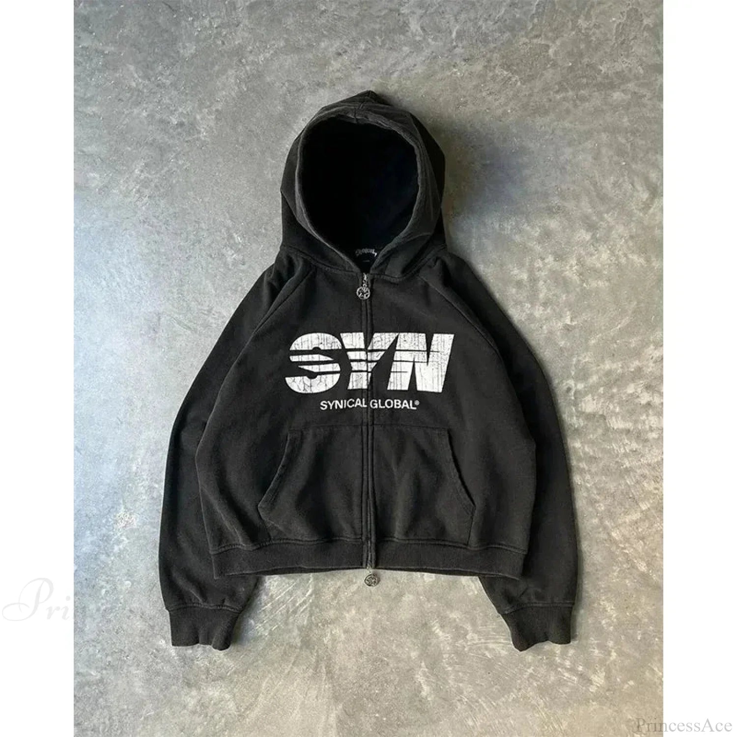 Dark Eyes Print Athletic Hoodie black8 / S