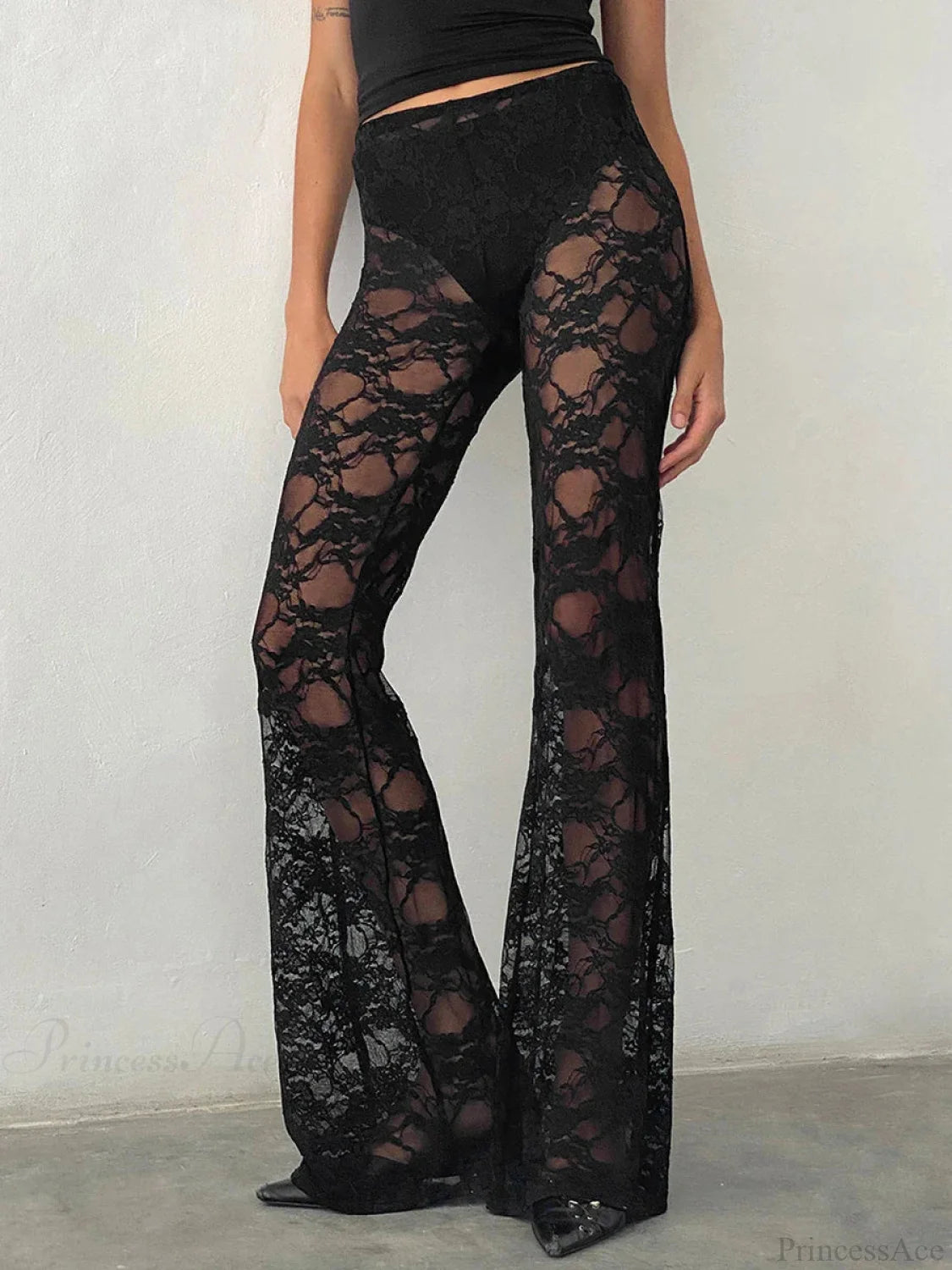 Dark Flare Lace Leg Trouser Black / S