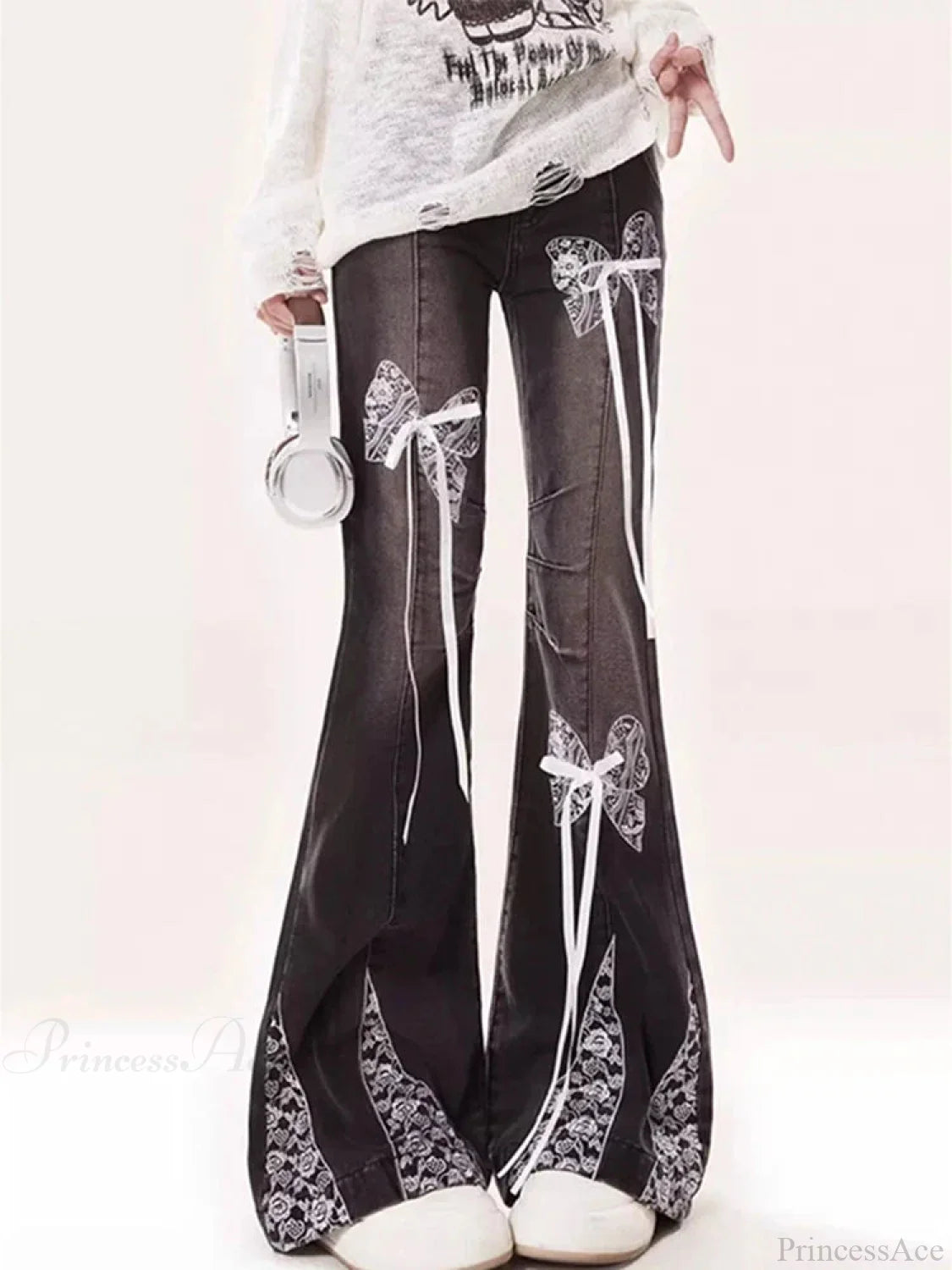 Dark Gothic Flare Denim Trouser Black / S