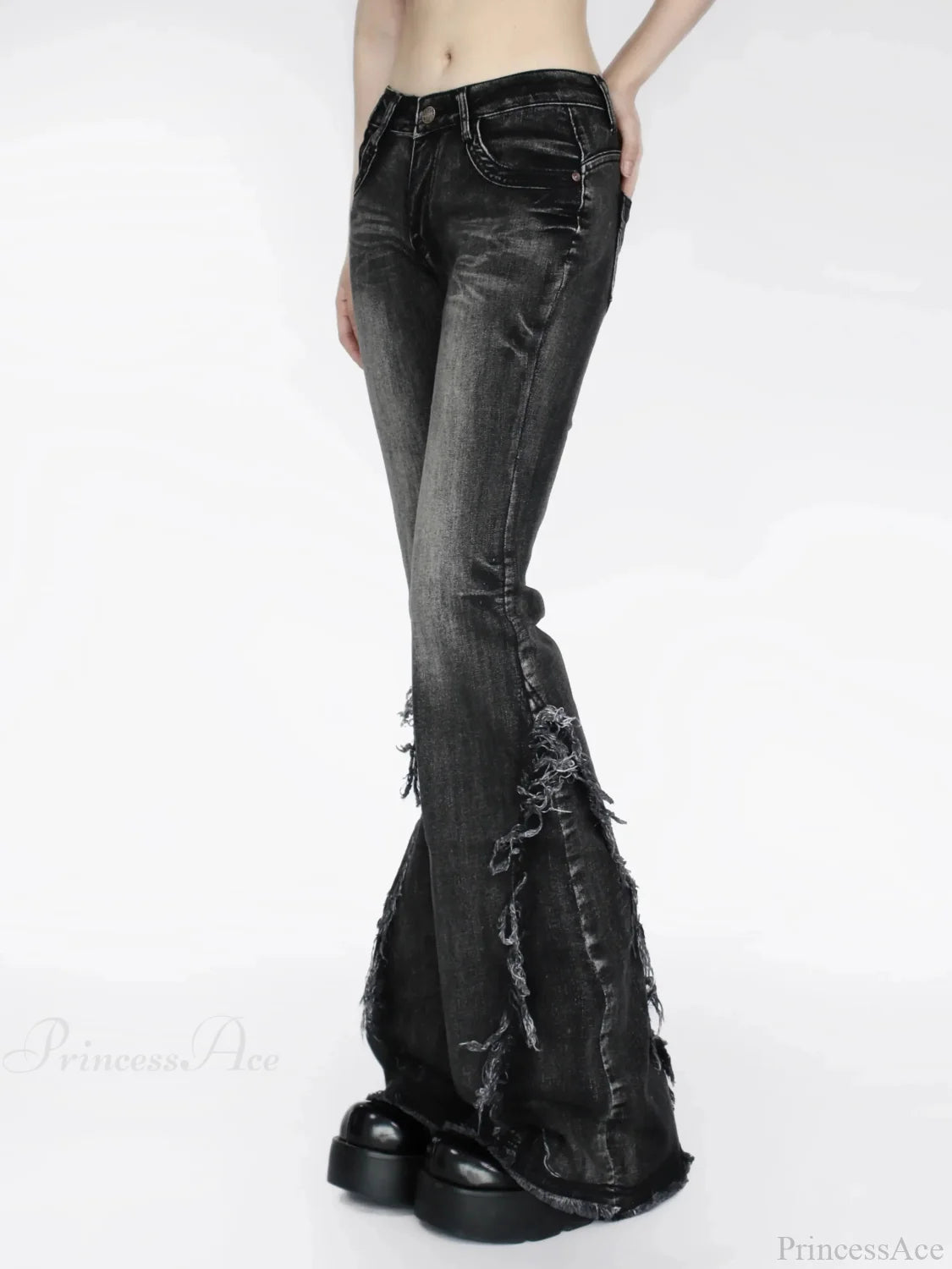 Dark Gothic Loose Flare Trouser Black / S