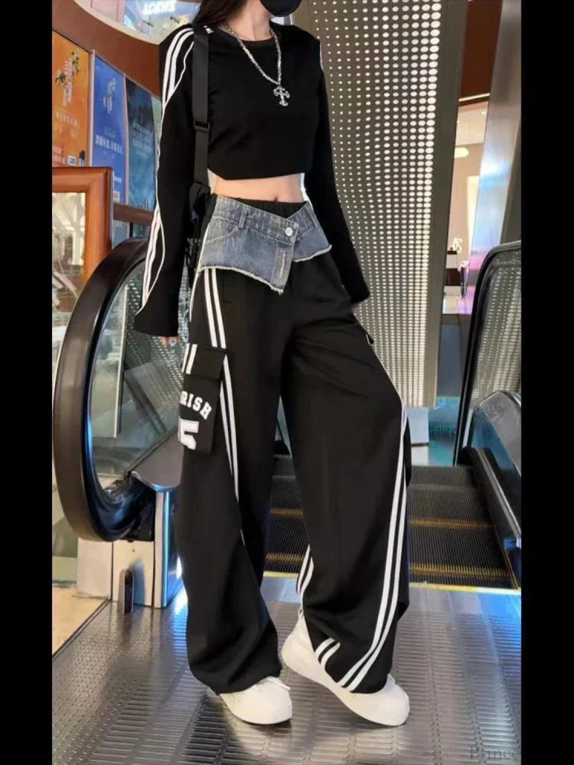 Dark Gothic Skirt Parachute Denim Trouser