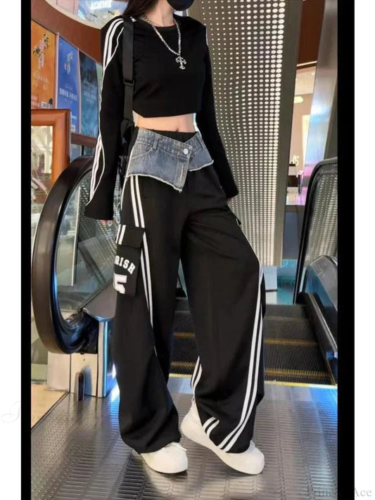 Dark Gothic Skirt Parachute Denim Trouser Black / S