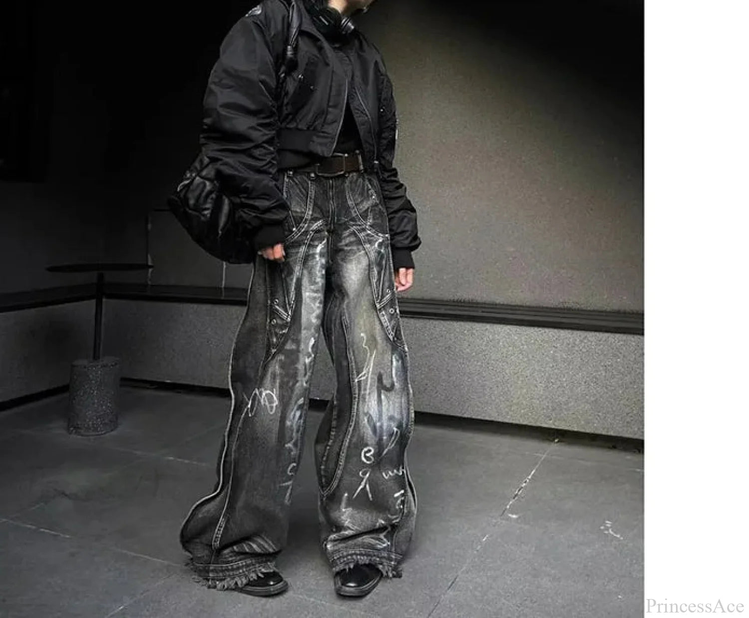 Dark Gothic Y2K Baggy Pant Black / S