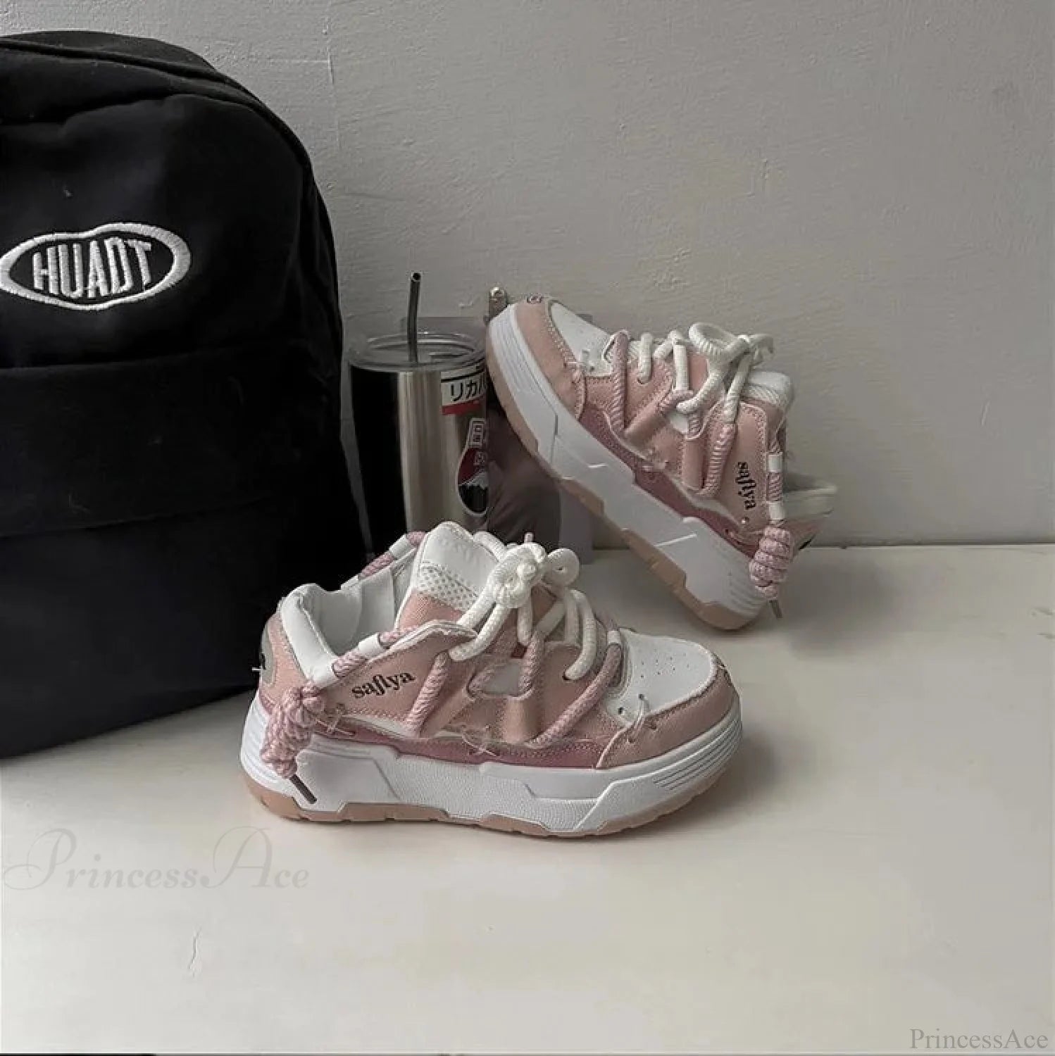 Dark Grey Gothic Bulky Sneaker Pink / 36