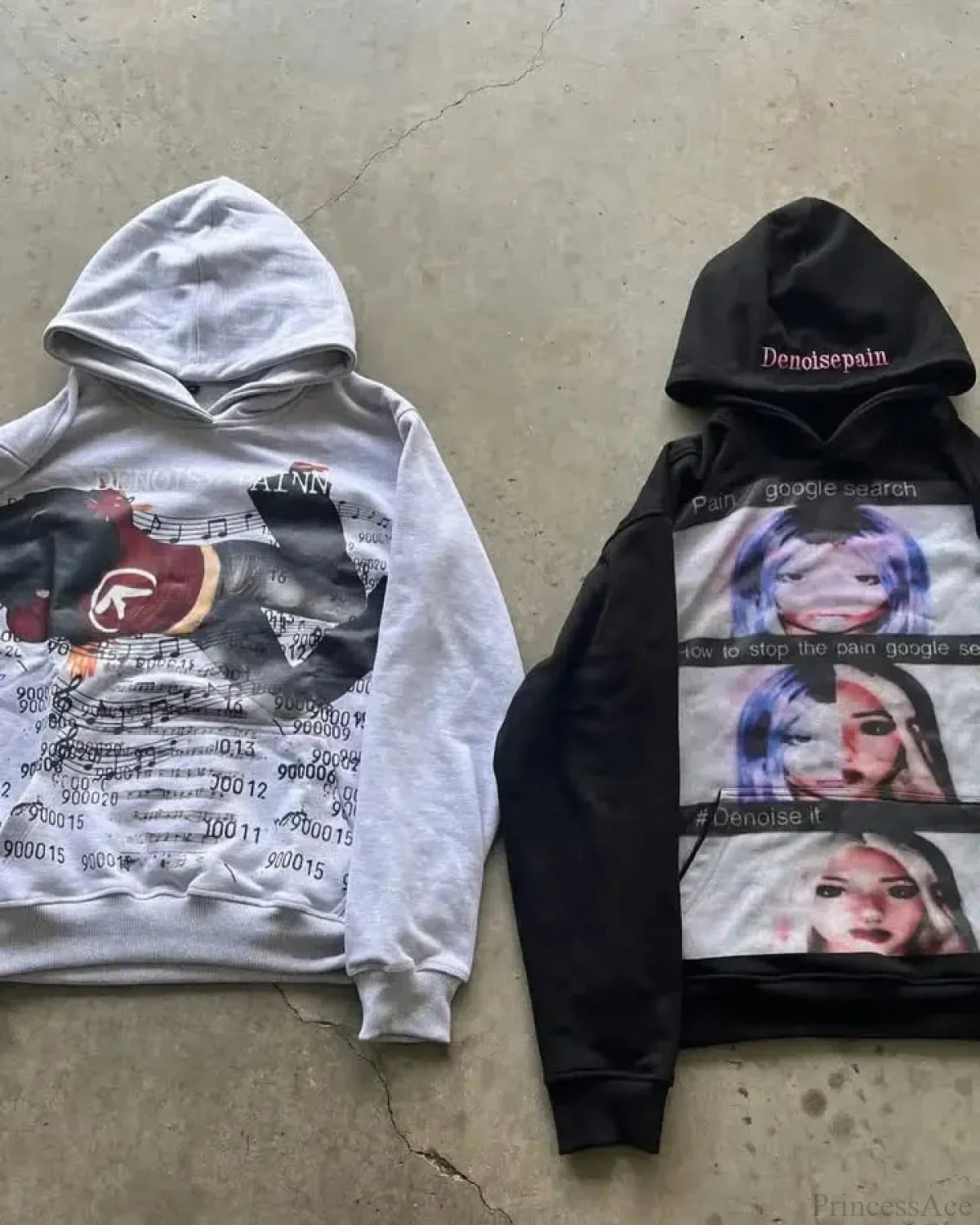 Dark Informal Print Oversized Hoodie