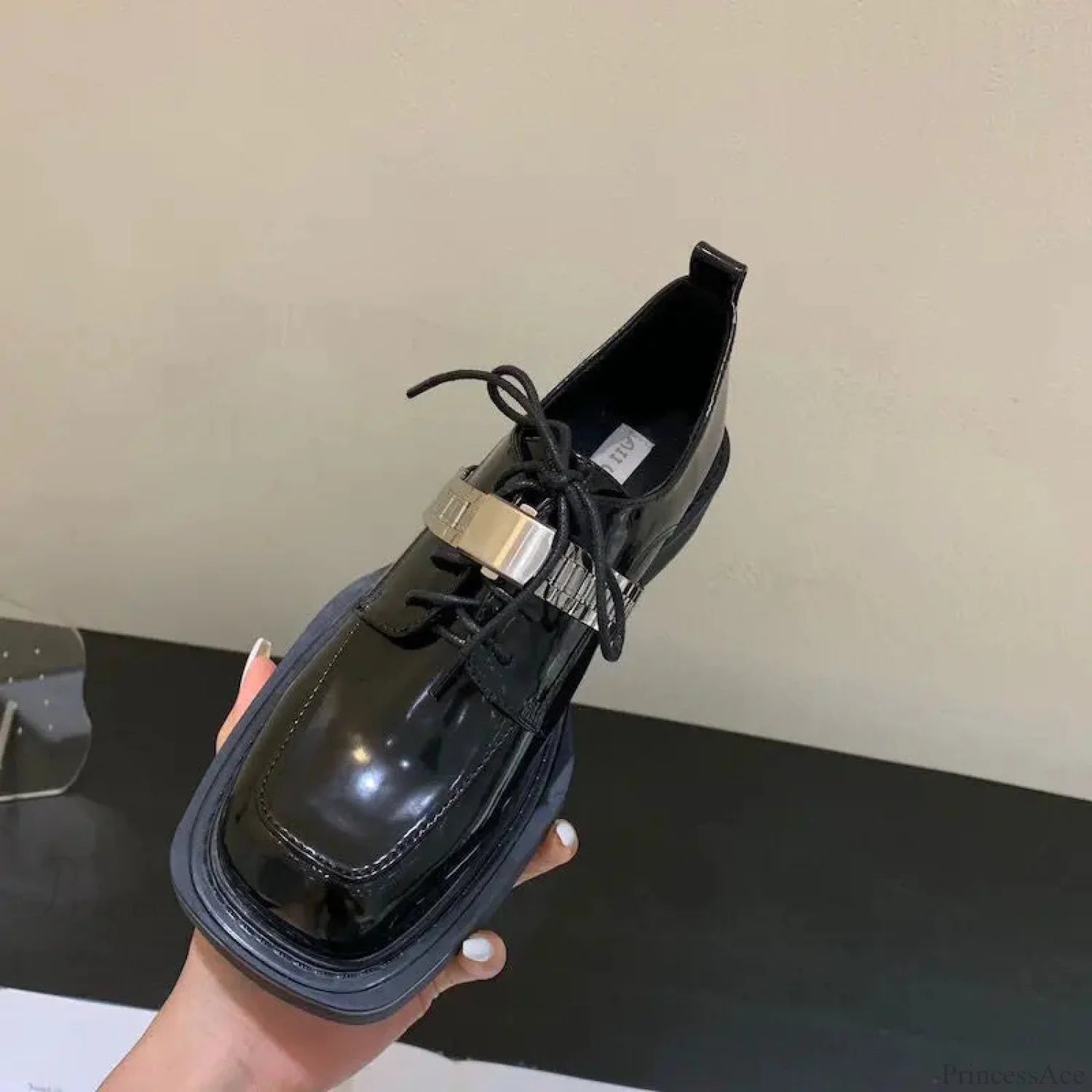 Dark Leather Chunky Sole Sneaker