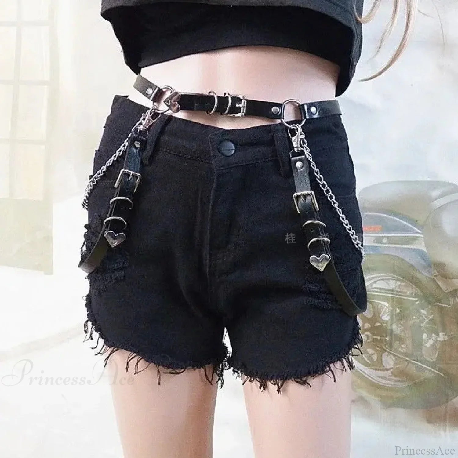 Dark Leather Hip Hop Rebel Belt black2 / USA