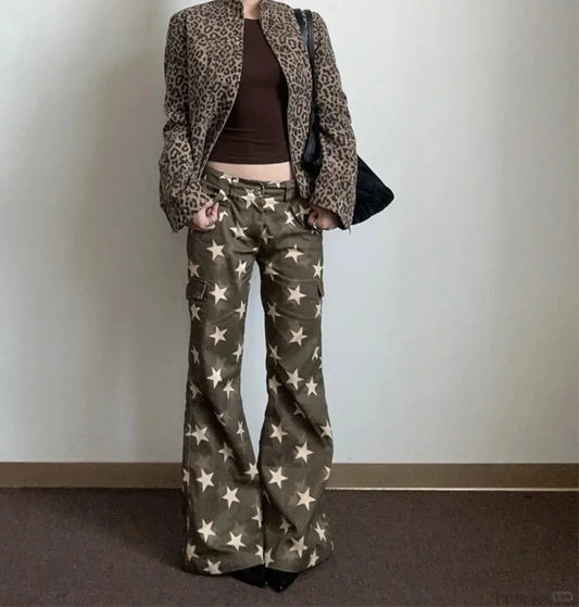 Dark Medieval 2000s Flare Star Pant Brown / S