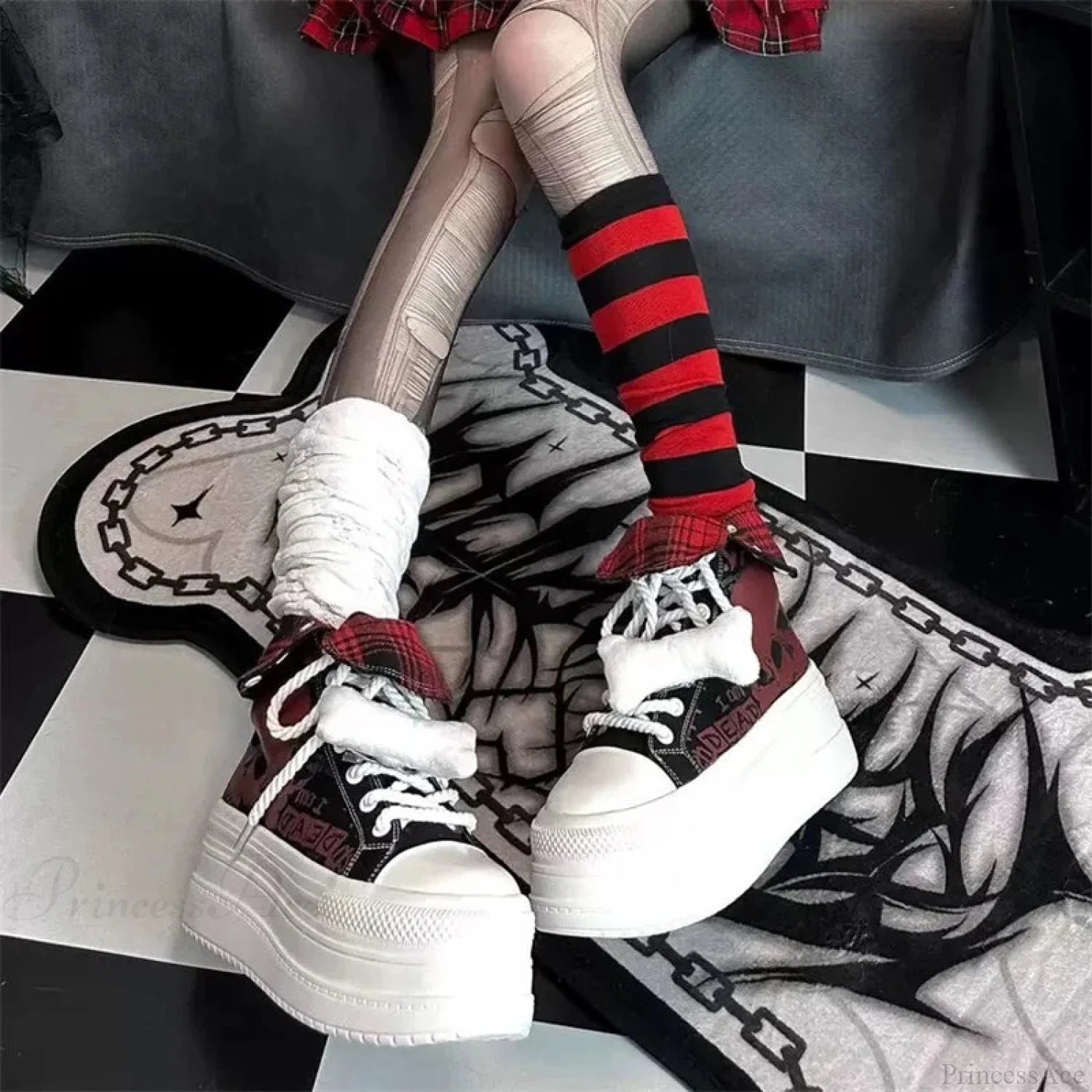 Dark Net Leather Bulky Sneaker