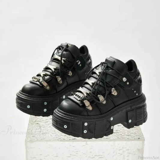 Dark Patchwork Bulky Sneaker Black / 36
