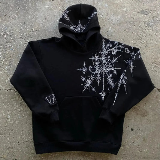 Dark Pattern Print Informal Hoodie black / S