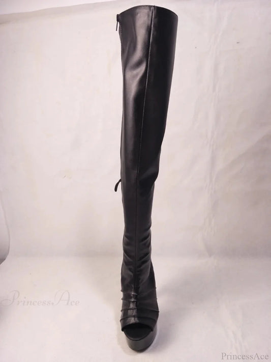Dark Pole Dance Above Knee Fetish Boot Black / 6