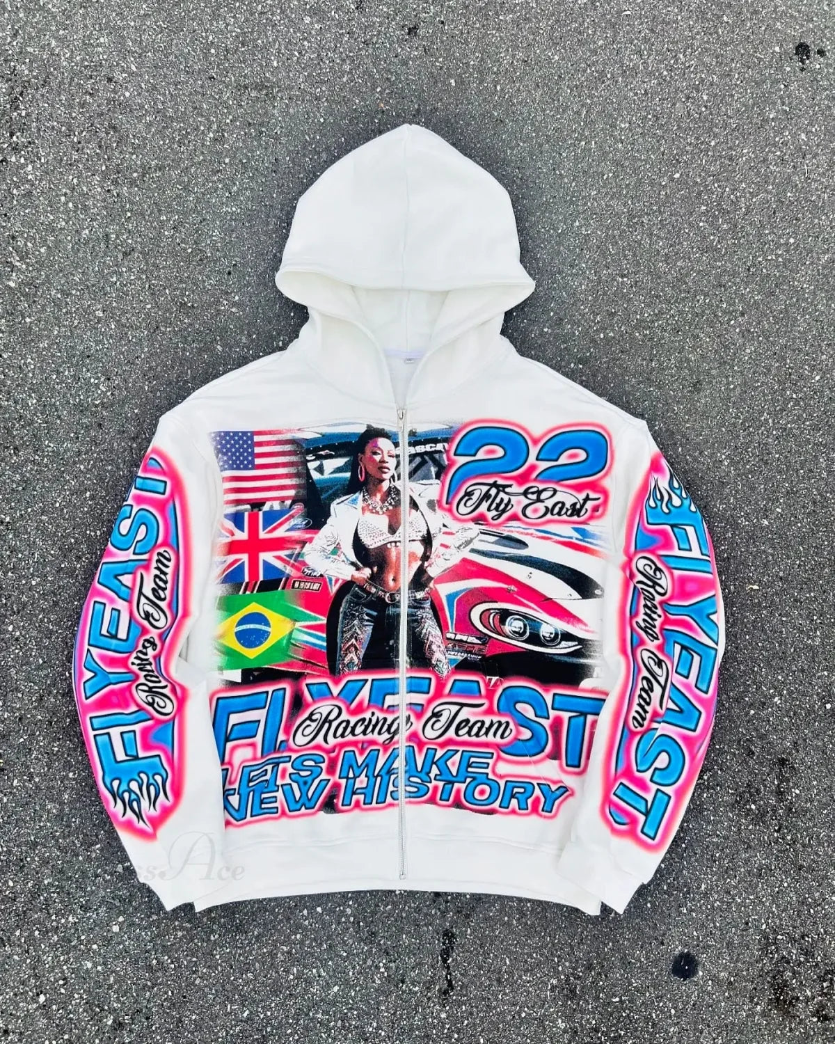 Dark Racer Pictorial Zip Hoodie white / S