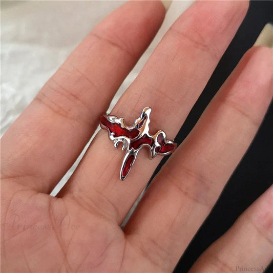 Dark Rebel Crimson Gem Cross Ring sliver2
