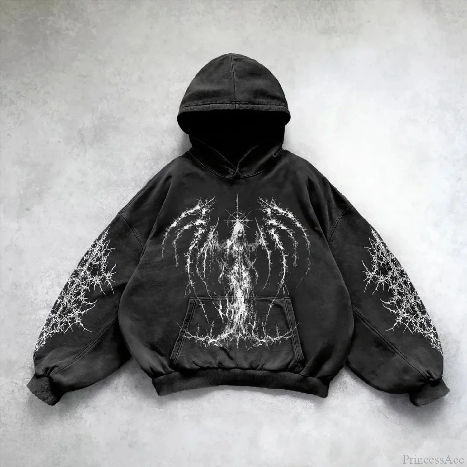 Dark Rebel Pattern Oversized Hoodie black / M