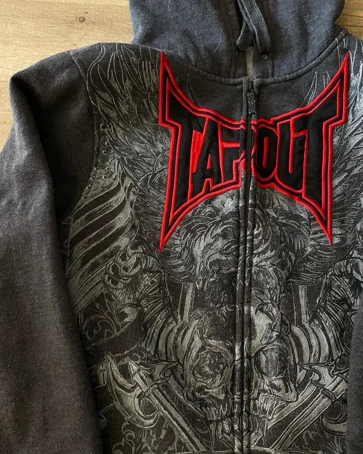 Dark Rock Letter Embroidery Hoodie