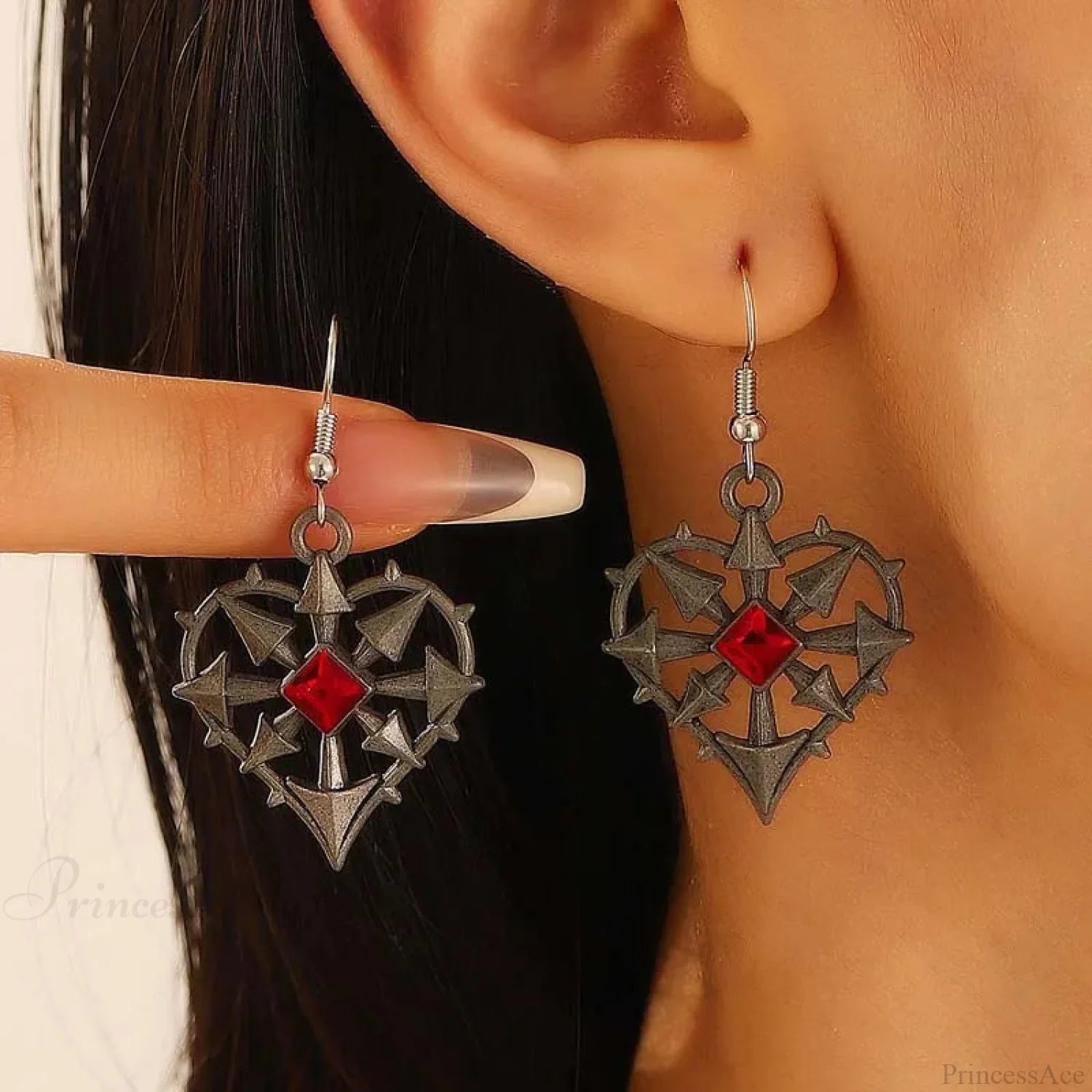 Dark Spiky Ebony Flow Oil Love Earring Black2