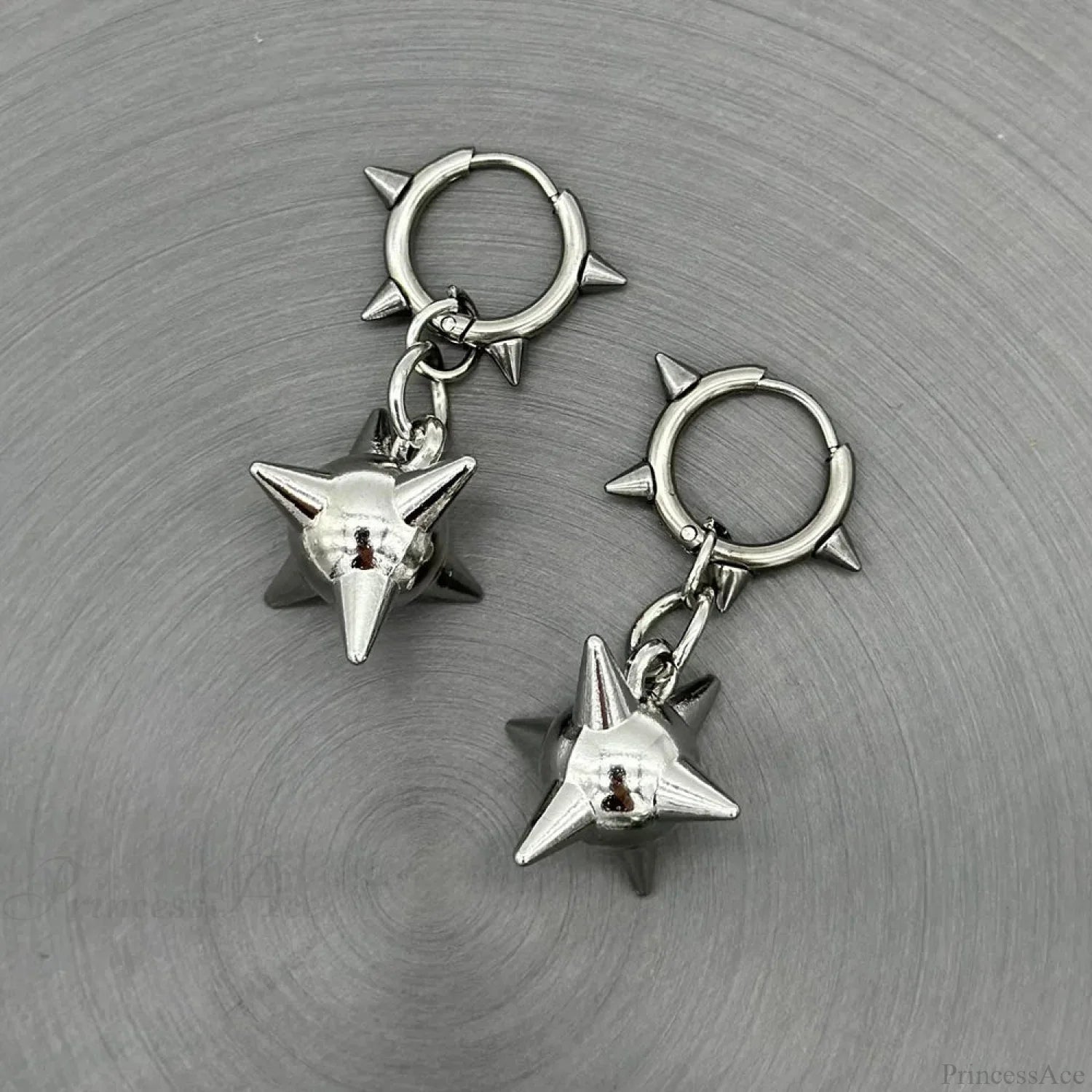 Dark Spiky Sphere Rivet Hoop Dangle Earring color1