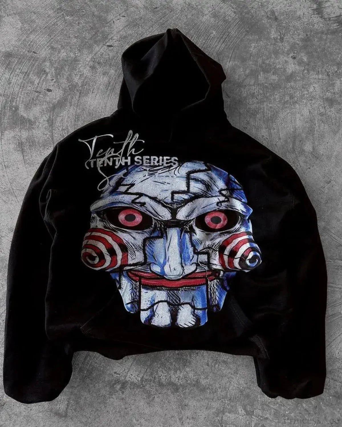 Dark Vintage Visual Print Hoodie black2 / S