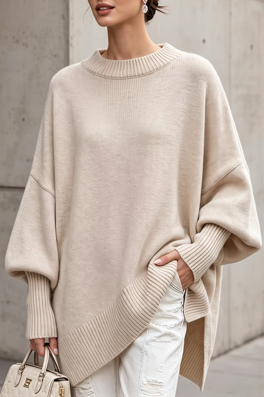 Batwing Crew Neck Longline Sweater
