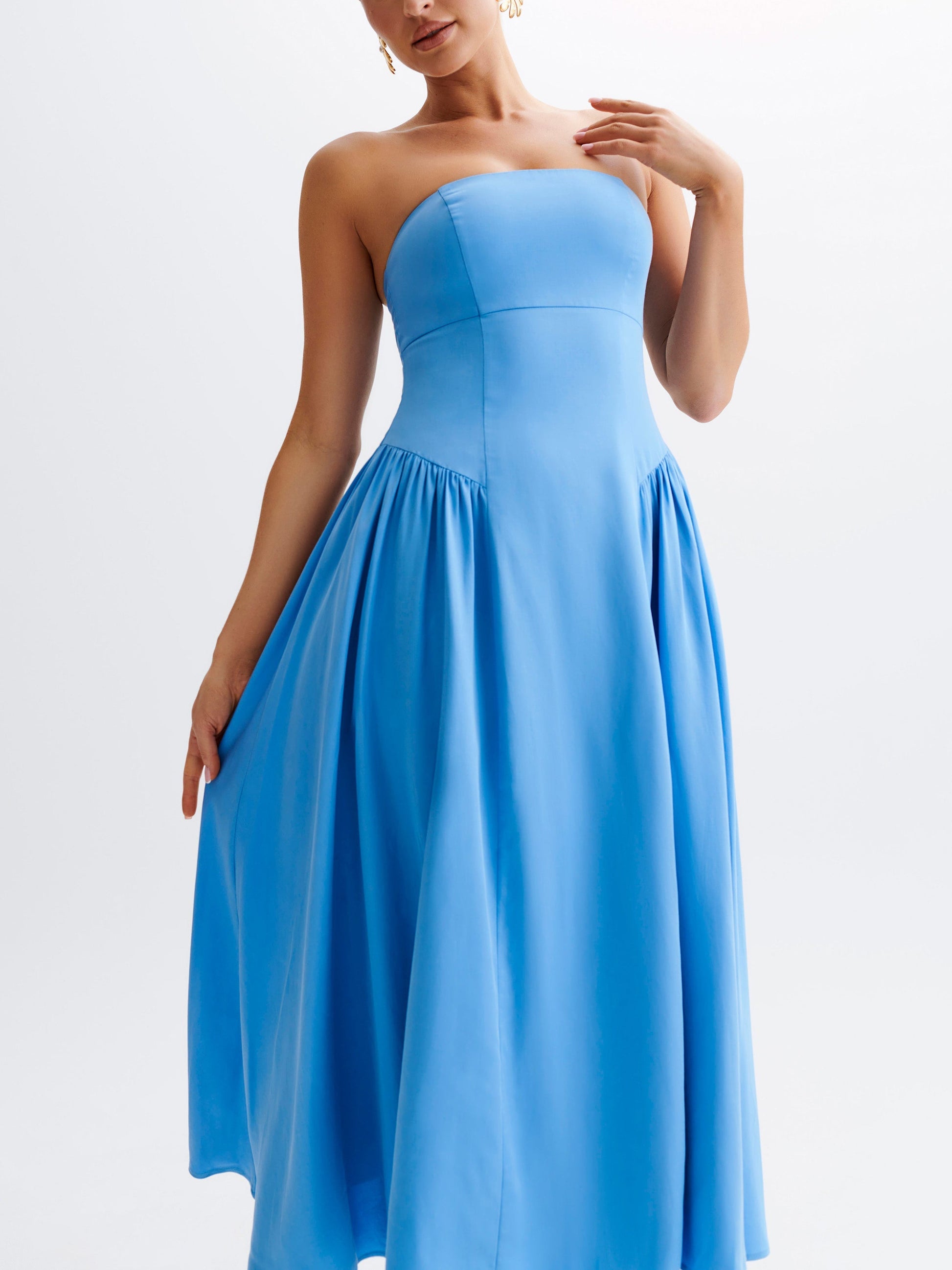 Tube Top Stylish Pleated Midi Dress Dresses