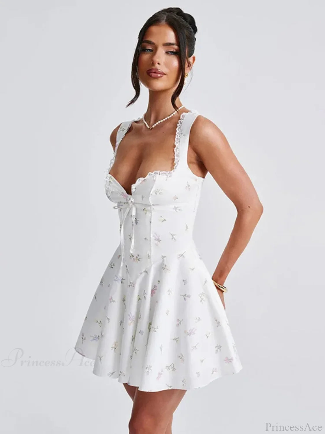 Deep V Backless Pleated Mini Dress minidress-250223