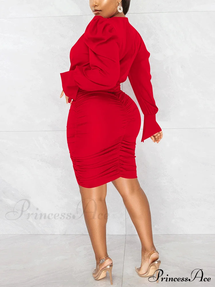 Deep V-Neck Front Trendy Tie Mini Dress Dresses
