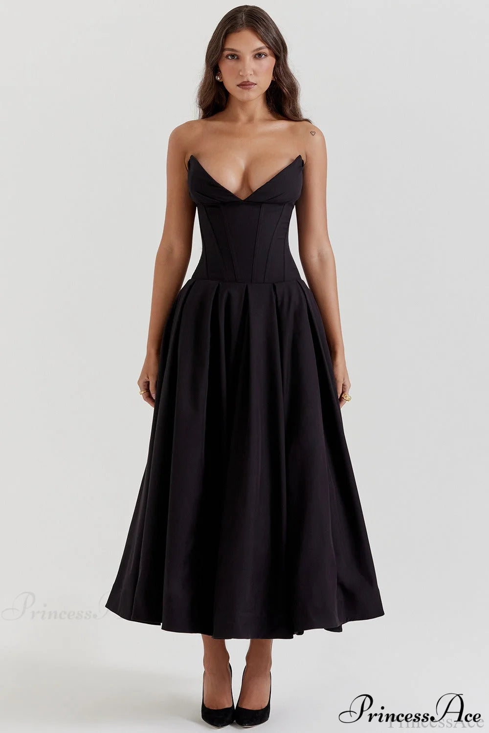 Deep V Strapless Bodycon Low-Waist Party Dress