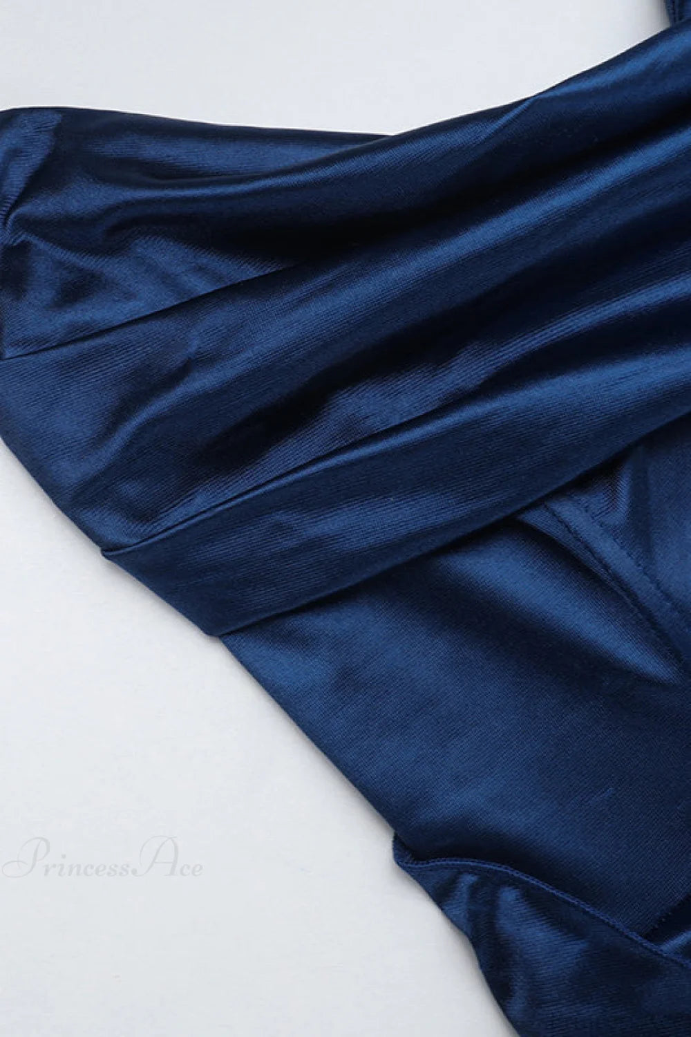 Deep V Waist-Cinched Satin Split Bodycon Party Dress