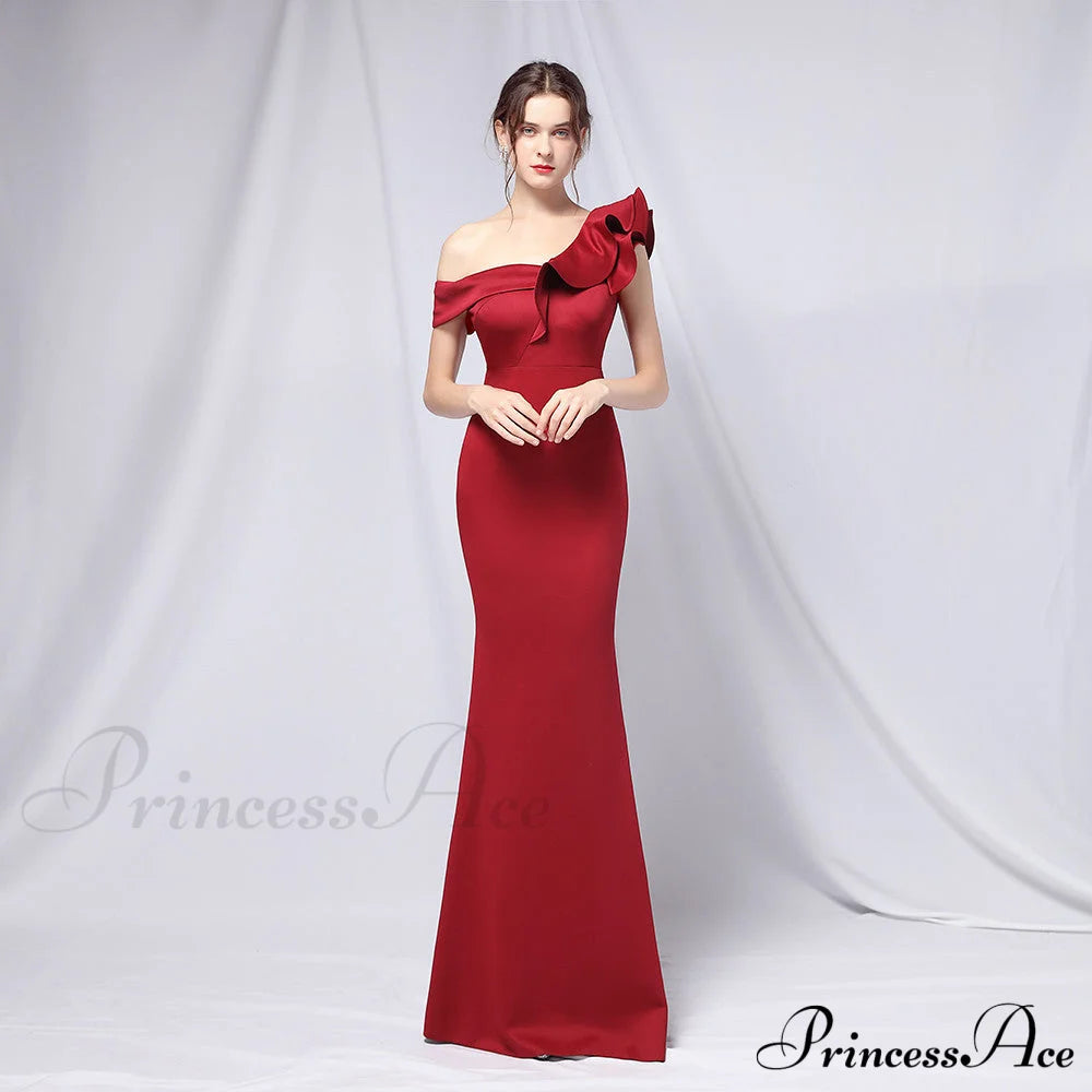 Delana Formal One Charming Shoulder Satin Dress S.o. Long Dresses