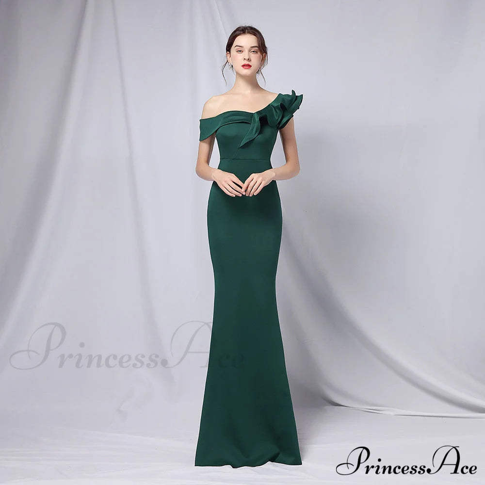 Delana Formal One Charming Shoulder Satin Dress S.o. Long Dresses